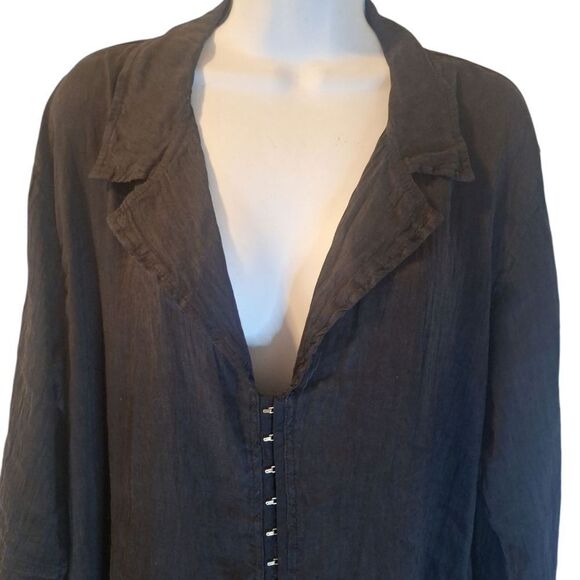 Bodil wearable art black linen/silk long sleeve tunic generous size M - Picture 3 of 9